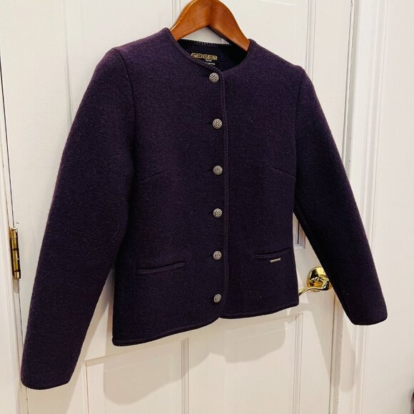 Vintage Geiger Womens Beige Tweed Pure Wool Button-Up Pockets Cardigan Sweater - Picture 4 of 16